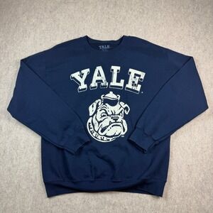 Yale University Bulldogs Crewneck Sweatshirt Navy Blue Graphic Fleece Men Medium